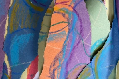 Abstract artwork created with mixed techniques and materials